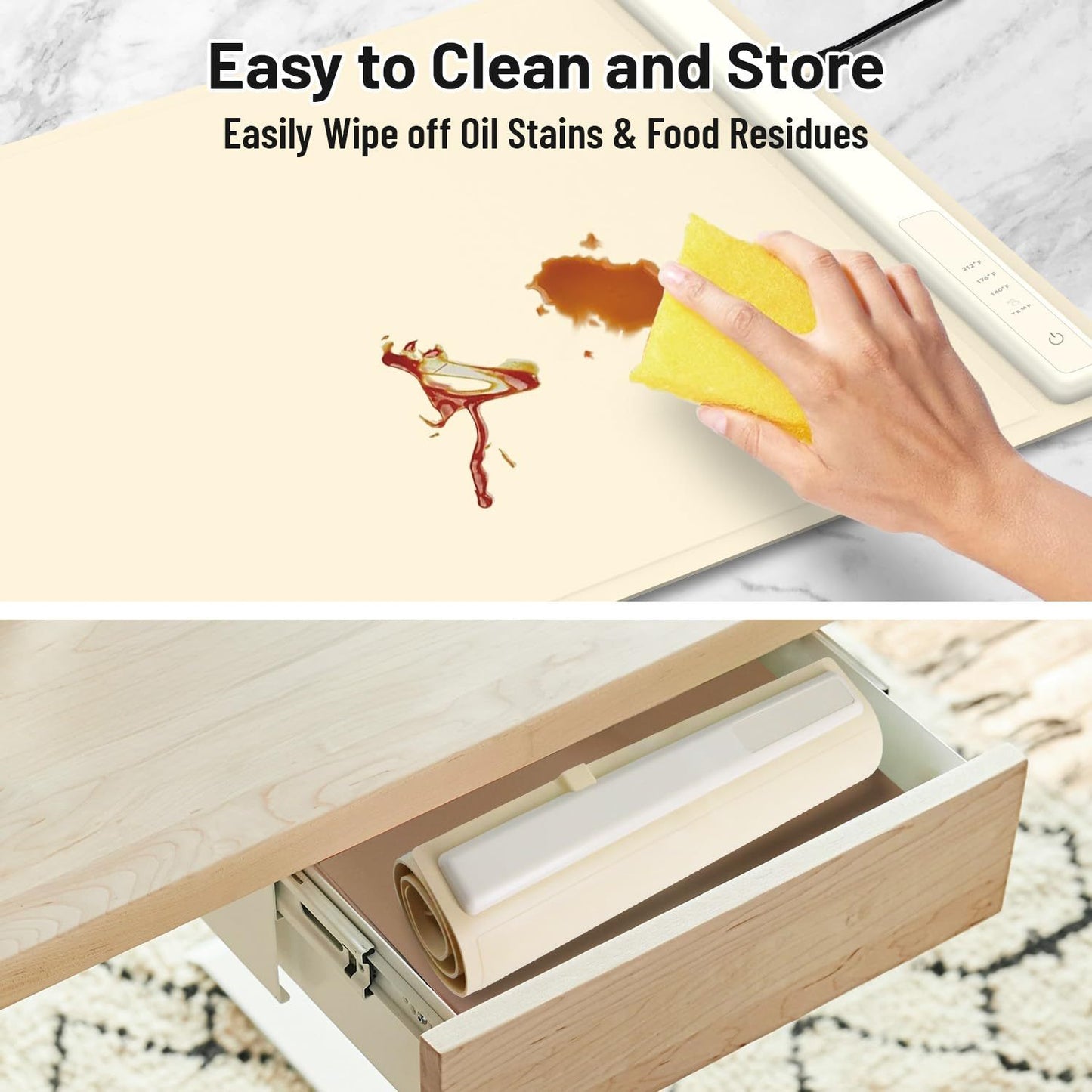 Foldable Electric Food Warming Mat Portable Buffet Heating Tray with 3 Temp Settings