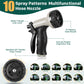 Metal Garden Hose, 100ft Stainless Steel Flexible Water Hose With 10 Adjustable Patterns Spray Nozzle