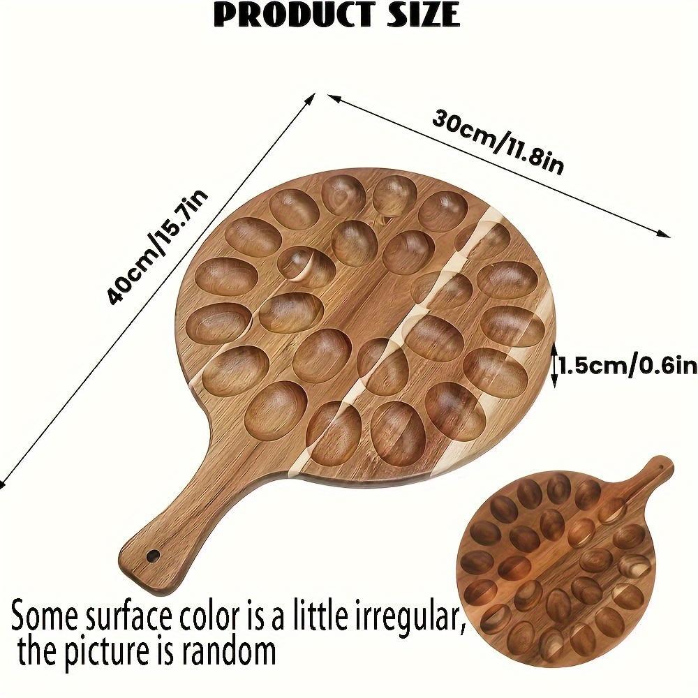 Rustic Solid Wood Egg Holder – 2-Pack Wooden Egg Rack with Handles