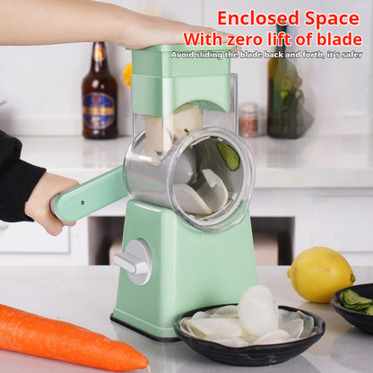 Multi-Functional Kitchen Vegetable Slicer – White | Manual Food Chopper & Dicer with Adjustable Blades