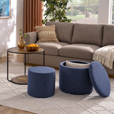 3-in-1 Multifunctional Ottoman & Coffee Table Set – With Hidden Storage & Drum Stool | Modern Space-Saving Furniture
